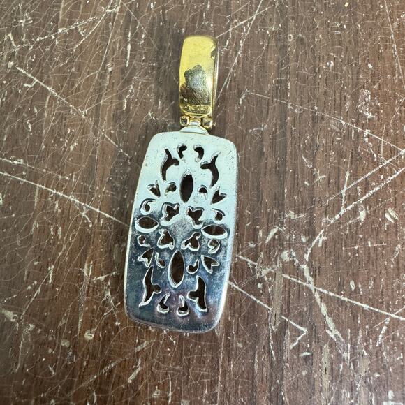 Premier‎ Designs Gold and Silver Tone Cut Out Rectangular Necklace Pendant Charm - Picture 1 of 4